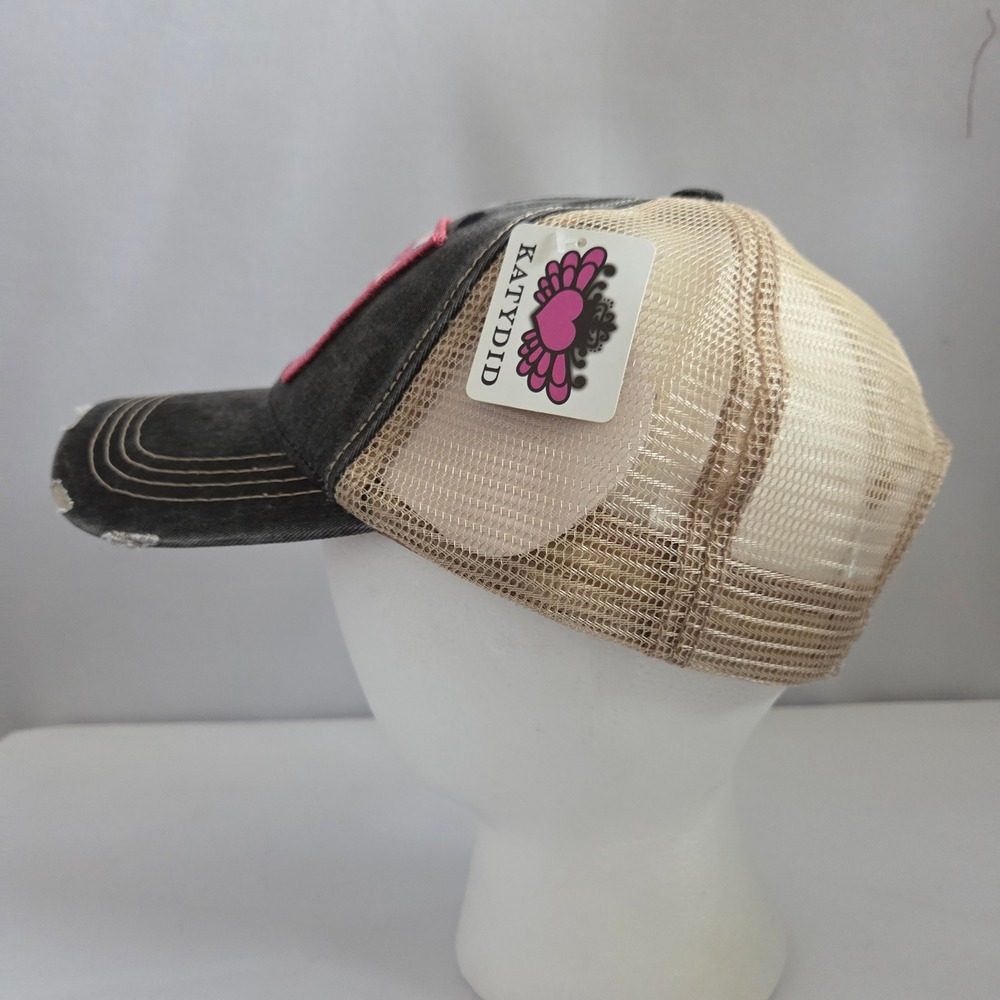 Katydid Trust In The Lord Proverbs 3:5 Trucker Hat Distressed Denim Mesh Cap - Picture 3 of 4